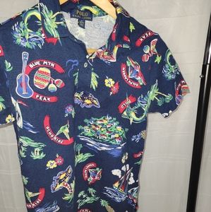 Boys Polo ralph lauren shirt navy blue size medium. (Worn)
